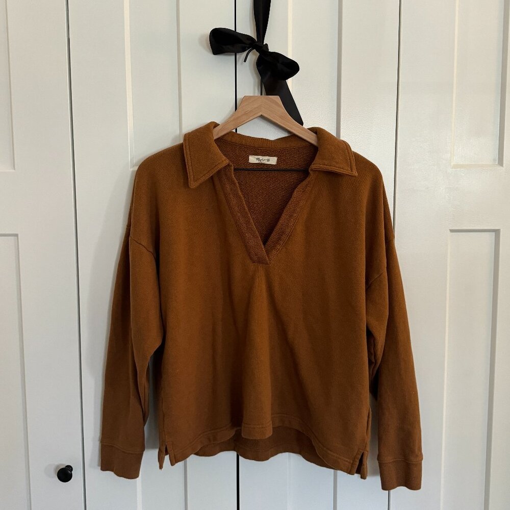 Madewell Cotton-Hemp Oversized Polo Sweatshirt